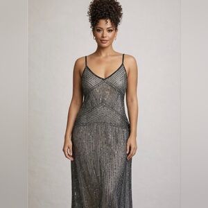 JOI Beaded Pewter Dress Sz 8